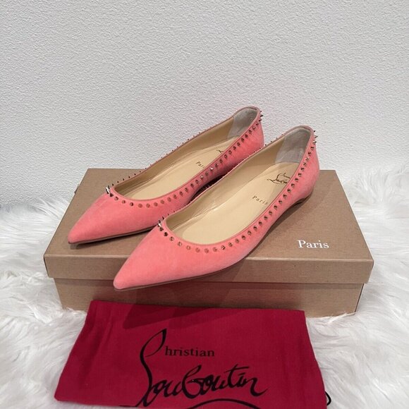 Christian Louboutin ANJALINA Pointed Hall Follies Kate Duvettina Ballet Flat 40 - Picture 3 of 9